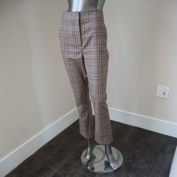 Veronica Beard Tani Pant Brown Check Plaid Classic Trousers Size 4 - Picture 4 of 8